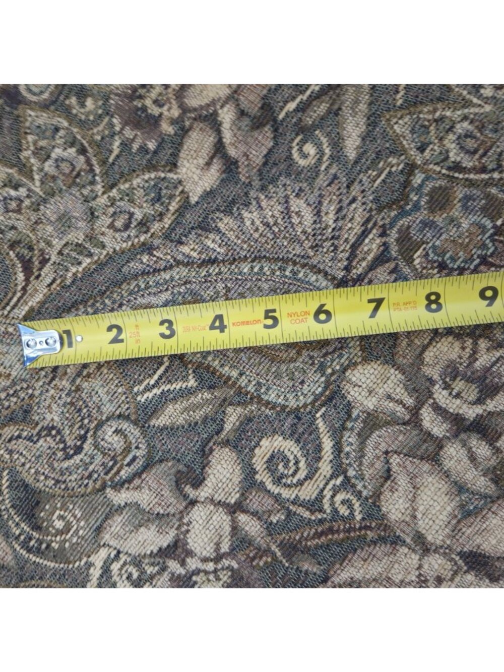 Floral Daffodil Paisley Upholstery Fabric Beige Green Tapestry 7 Yards 57 Inches - Picture 5 of 5